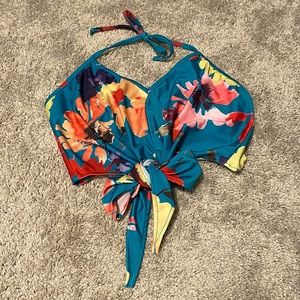 RARE Kortni Jeane all tied up floral swim top